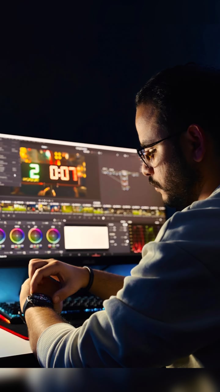 Ghassen Hechlef color grading at his suite